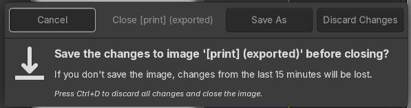 GIMP confirm dialog