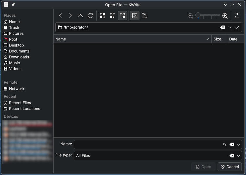KDE open file dialog