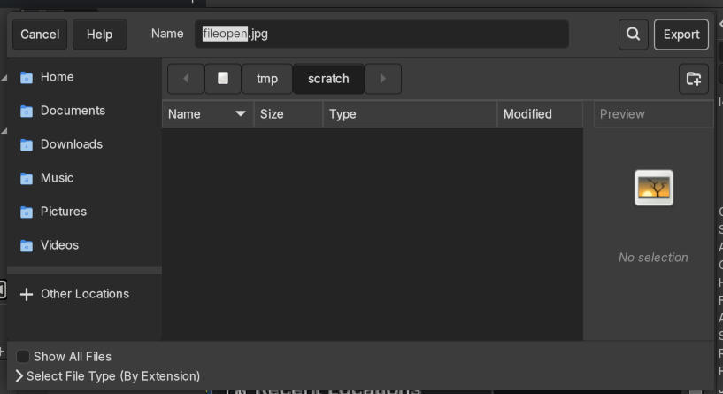 GIMP save as dialog