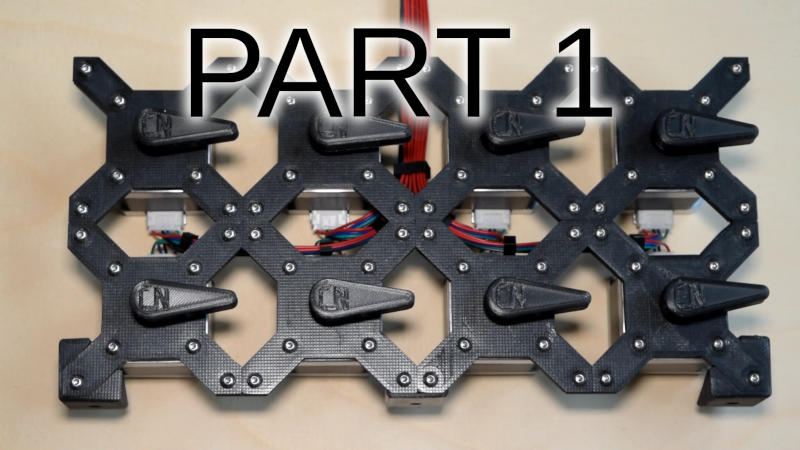 8 stepper motors in a 4x2 grid with arrows to the side to show movement