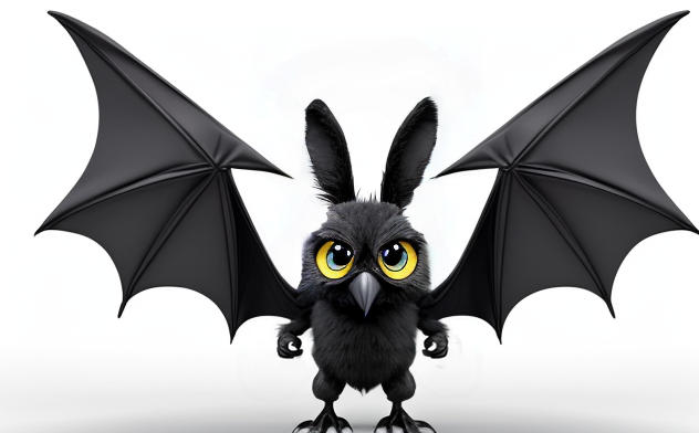 Ufal, einer der Charaktere. Eine Fantasie-Kreatur, Fledermaus mit Schnabel, Händen und Hasen-Ohren